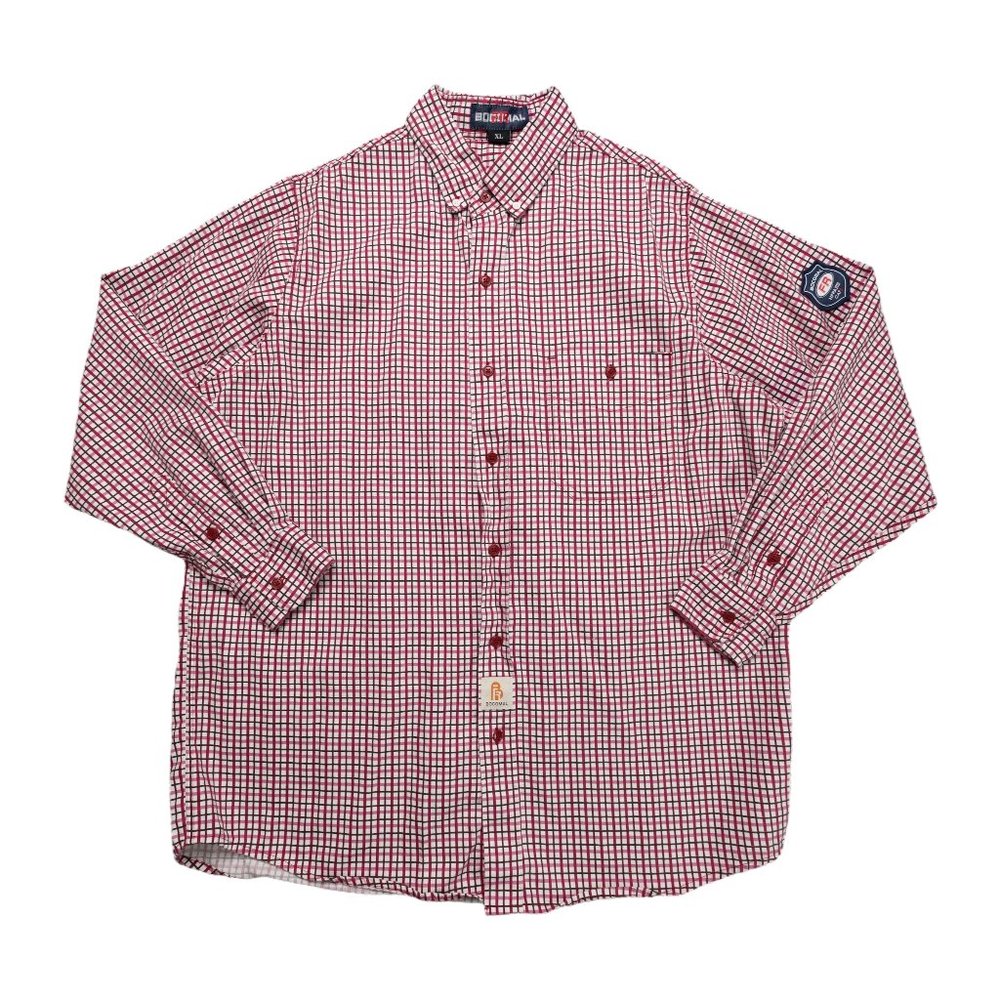 Bocomal FR Long Sleeve Button Down Shirt Mens Size XL Red Pink Plaid Workwear